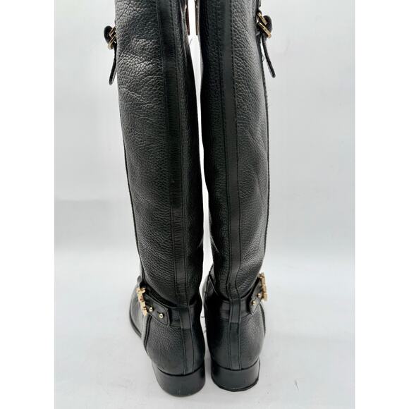 Tory Burch Elina Tall Black Textured Pebbled Leather Riding Boots Women's 7.5 - Picture 5 of 10